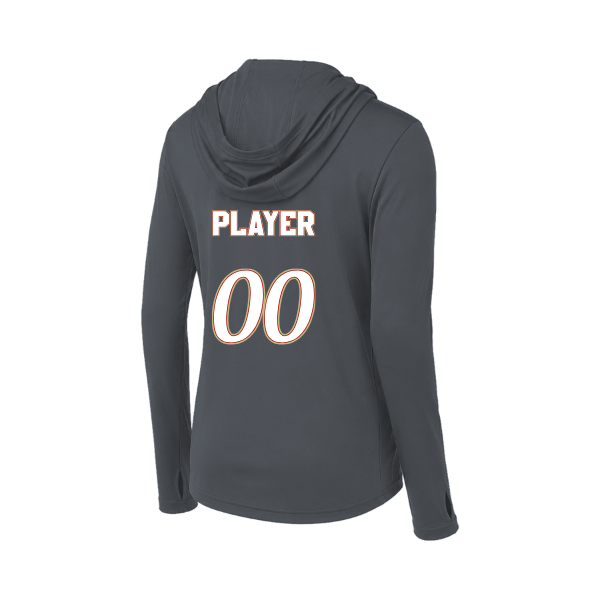Baseball Seniors–Andrix Women's PosiCharge Competitor Hooded Pullover – National Script – Iron Gray – back mockup