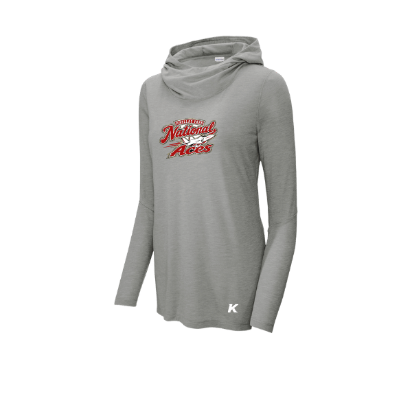 Baseball Seniors–Andrix Women's PosiCharge Tri-Blend Wicking Long-Sleeve Hoodie – National Aces – Light Gray Heather – front mockup