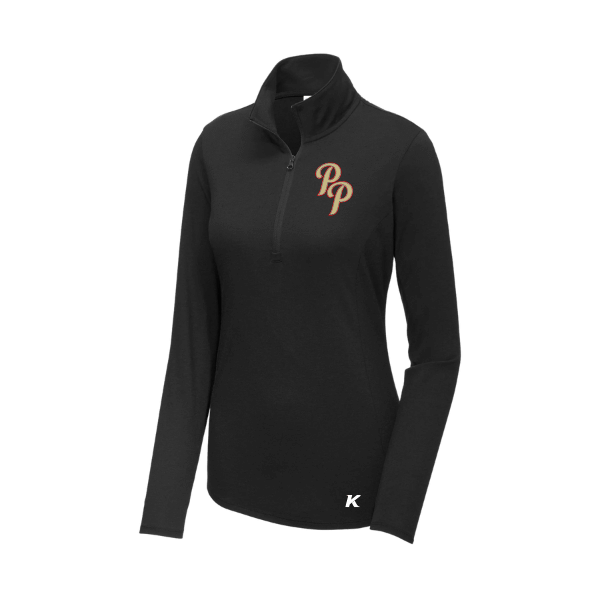 Baseball Seniors–Andrix Women's PosiCharge Tri-Blend Wicking 1/4-Zip Pullover – Black – front mockup