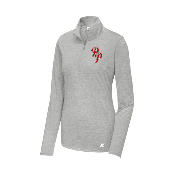 Baseball Seniors–Andrix Women's PosiCharge Tri-Blend Wicking 1/4-Zip Pullover – Light Gray Heather – front mockup