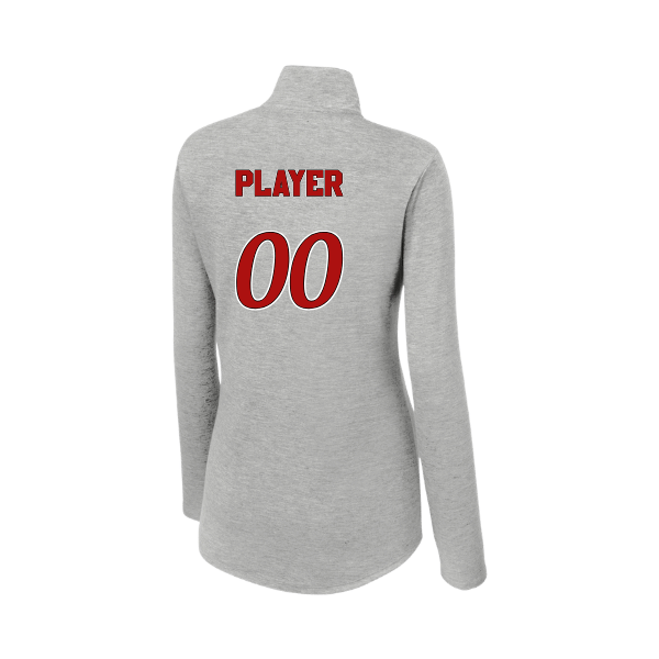 Baseball Seniors–Andrix Women's PosiCharge Tri-Blend Wicking 1/4-Zip Pullover – Light Gray Heather – back mockup