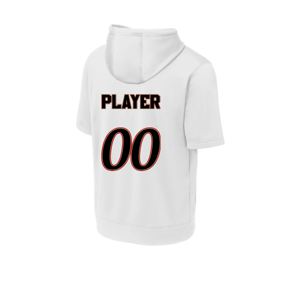 Baseball Seniors–Andrix Sport-Wick Fleece Short Sleeve Hooded Pullover – National Script – White – back mockup