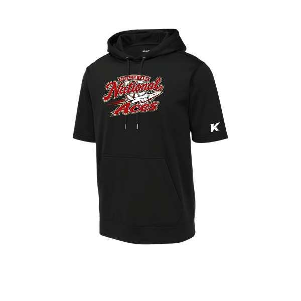 Baseball Seniors–Andrix Sport-Wick Fleece Short Sleeve Hooded Pullover – National Aces – Black – front mockup