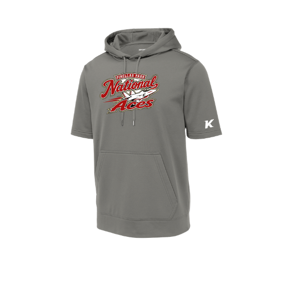 Baseball Seniors–Andrix Sport-Wick Fleece Short Sleeve Hooded Pullover – National Aces – Dark Smoke Gray – front mockup