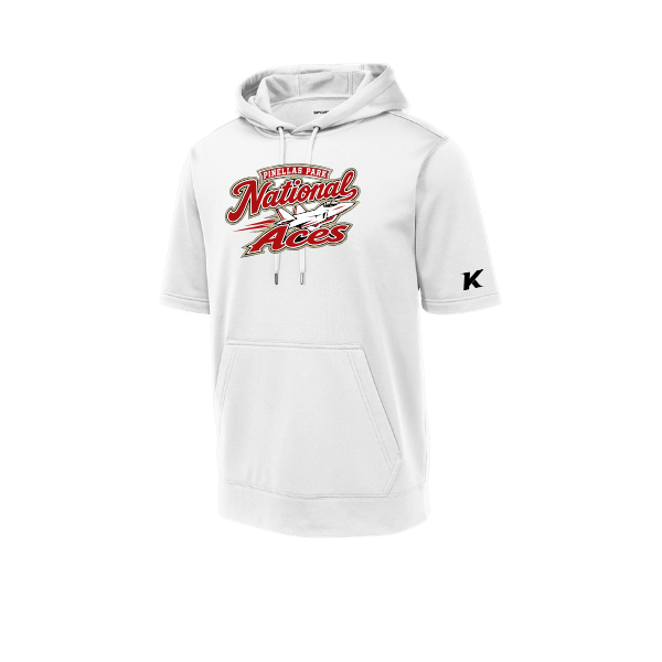 Baseball Seniors–Andrix Sport-Wick Fleece Short Sleeve Hooded Pullover – National Aces – White – front mockup