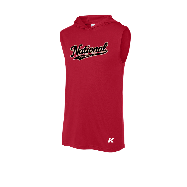 Baseball Seniors–Andrix PosiCharge Competitor Sleeveless Hoodie – National Script – True Red – front mockup