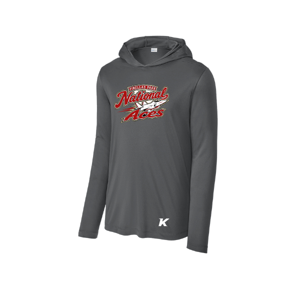 Baseball Seniors–Andrix Posi-UV Pro Long-Sleeve Hoodie – National Aces – Dark Smoke Gray – front mockup