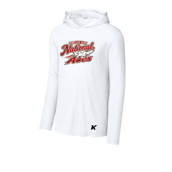 Baseball Seniors–Andrix Posi-UV Pro Long-Sleeve Hoodie – National Aces – White – front mockup