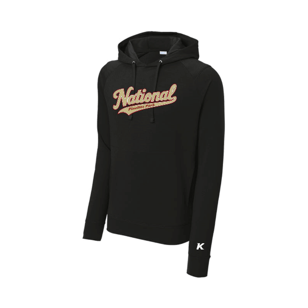 Baseball Seniors–Andrix Sport-Wick Flex Fleece Pullover Hoodie – National Script – Black – front mockup