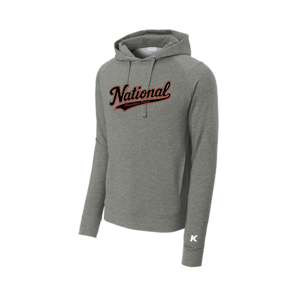 Baseball Seniors–Andrix Sport-Wick Flex Fleece Pullover Hoodie – National Script – Light Gray Heather – front mockup