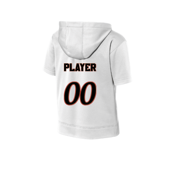 Baseball Seniors–Andrix Youth Sport-Wick Fleece Short Sleeve Hooded Pullover – National Script – White – back mockup
