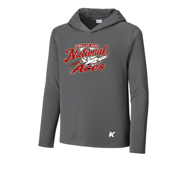 Baseball Seniors–Andrix Youth Posi-UV Pro Long-Sleeve Hoodie – National Aces – Dark Smoke Gray – front mockup