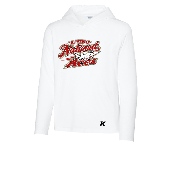 Baseball Seniors–Andrix Youth Posi-UV Pro Long-Sleeve Hoodie – National Aces – White – front mockup
