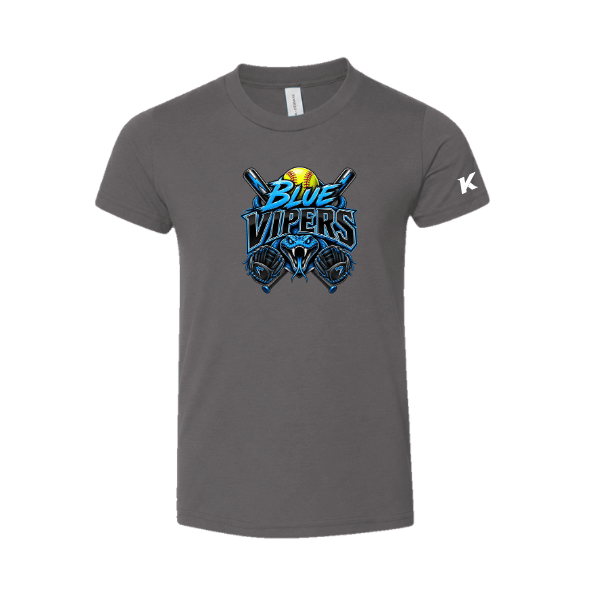 Softball Minors–McCoy Blue Vipers Toddler Jersey Short-Sleeve Tee – Asphalt – front mockup