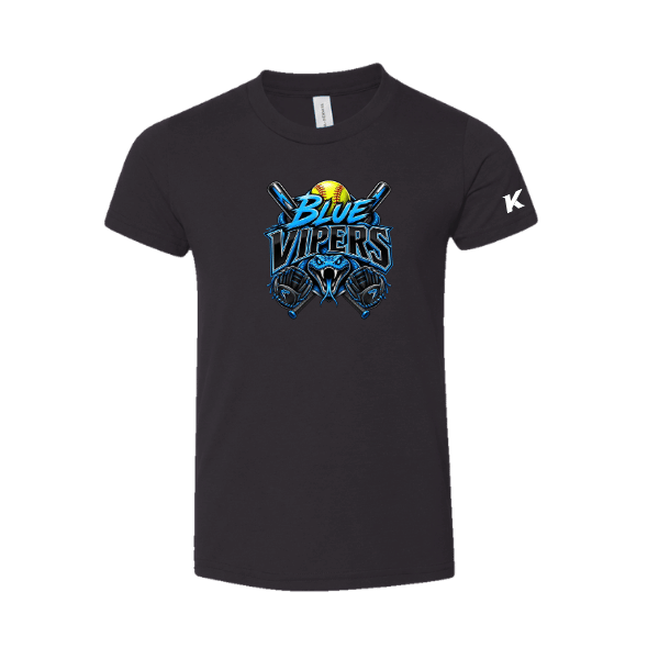 Softball Minors–McCoy Blue Vipers Toddler Jersey Short-Sleeve Tee – Black – front mockup
