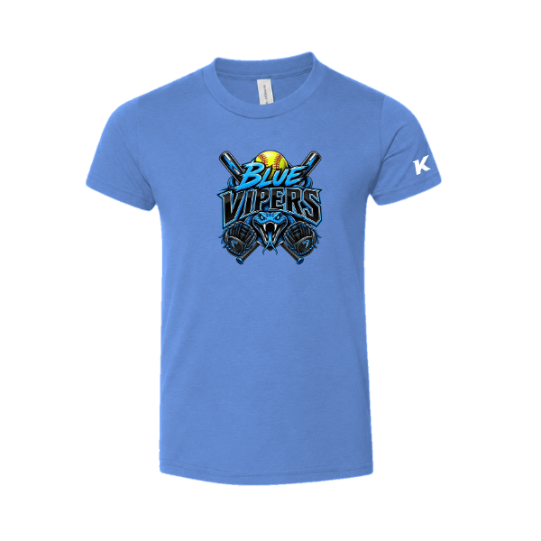 Softball Minors–McCoy Blue Vipers Toddler Jersey Short-Sleeve Tee – Heather Columbia Blue – front mockup