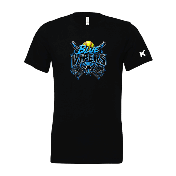Softball Minors–McCoy Blue Vipers Unisex Jersey Short-Sleeve Tee – Black – front mockup