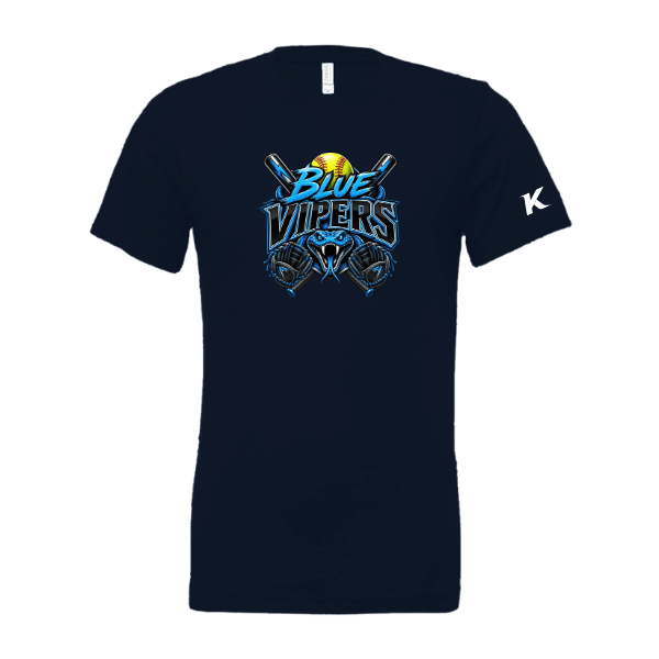 Softball Minors–McCoy Blue Vipers Unisex Jersey Short-Sleeve Tee – Navy – front mockup