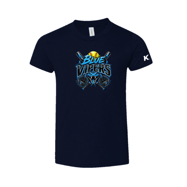 Softball Minors–McCoy Blue Vipers Youth Jersey Short-Sleeve Tee – Navy – front mockup