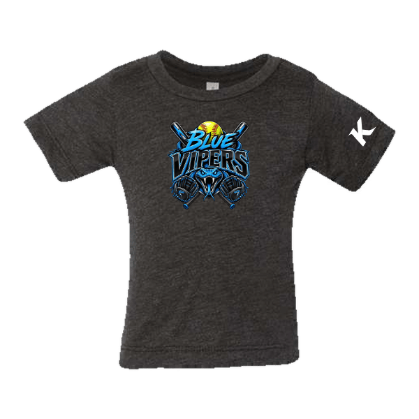 Softball Minors–McCoy Blue Vipers Infant Triblend Short-Sleeve Tee – Charcoal Black Triblend – front mockup