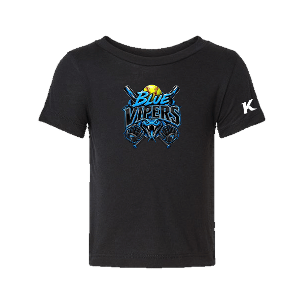 Softball Minors–McCoy Blue Vipers Infant Triblend Short-Sleeve Tee – Solid Black Triblend – front mockup