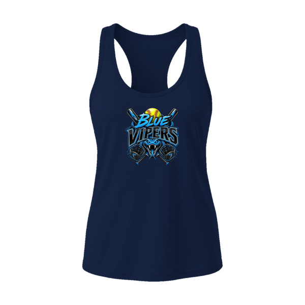 Softball Minors–McCoy Blue Vipers Women's Jersey Racerback Tank – Navy – front mockup