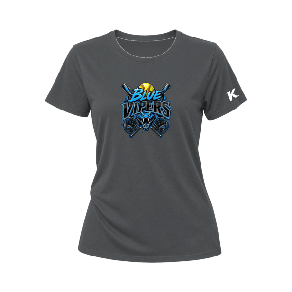 Softball Minors–McCoy Blue Vipers Women's Relaxed Jersey Tee – Asphalt – front mockup