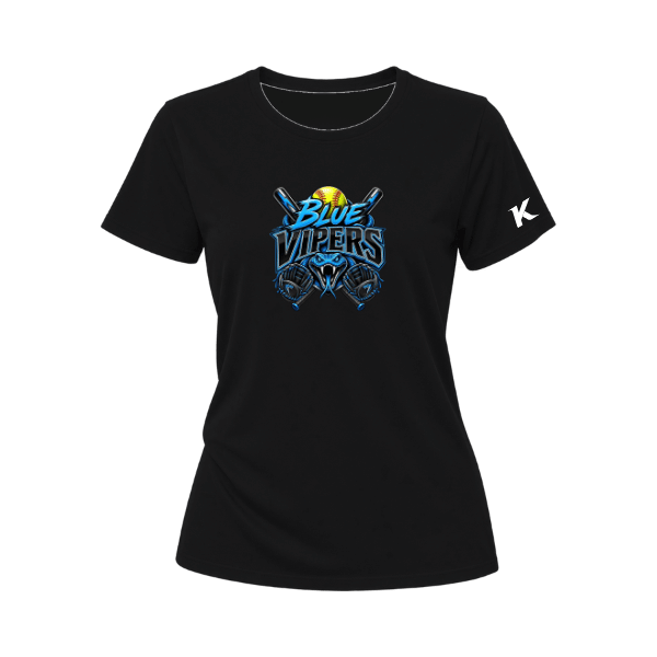 Softball Minors–McCoy Blue Vipers Women's Relaxed Jersey Tee – Black – front mockup