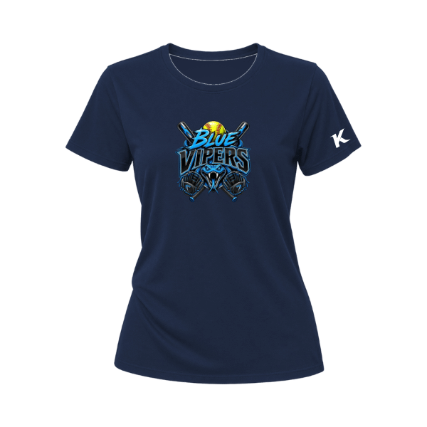 Softball Minors–McCoy Blue Vipers Women's Relaxed Jersey Tee – Navy – front mockup