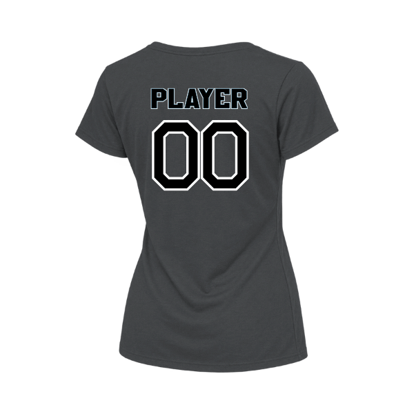 Softball Minors–McCoy Blue Vipers Women's Relaxed Jersey V-Neck Tee – Asphalt – back mockup