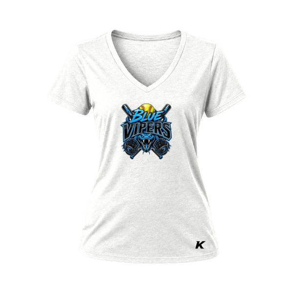 Softball Minors–McCoy Blue Vipers Women's Relaxed Jersey V-Neck Tee – White – front mockup
