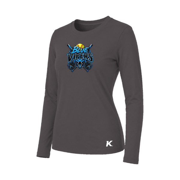Softball Minors–McCoy Blue Vipers Women's Jersey Long-Sleeve Tee – Dark Gray Heather – front mockup