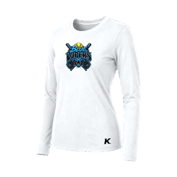 Softball Minors–McCoy Blue Vipers Women's Jersey Long-Sleeve Tee – White – front mockup