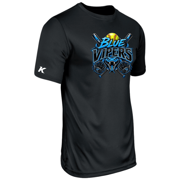 Softball Minors–McCoy Blue Vipers Vision Performance Short-Sleeve Tee – Black – front mockup