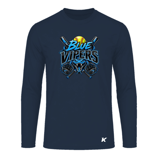 Softball Minors–McCoy Blue Vipers Vision Performance Long-Sleeve Tee – Navy – front mockup