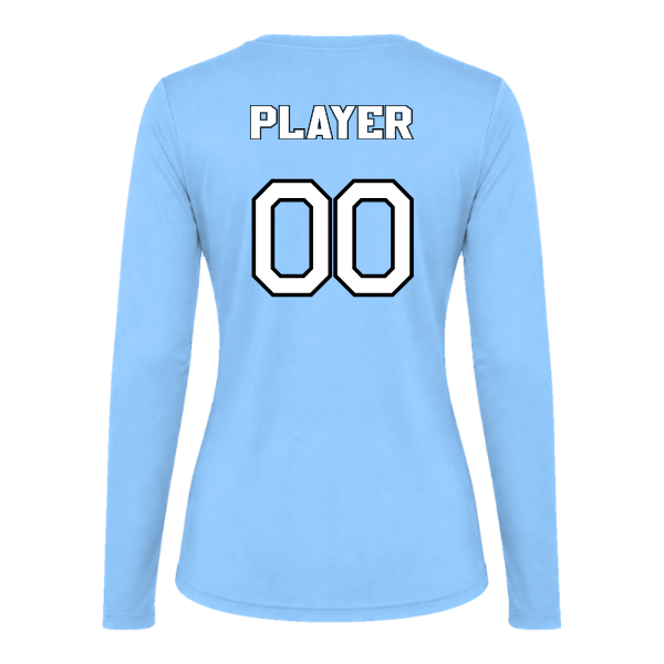 Softball Minors–McCoy Blue Vipers Vision Women's Performance Long-Sleeve Tee – Light Blue – back mockup