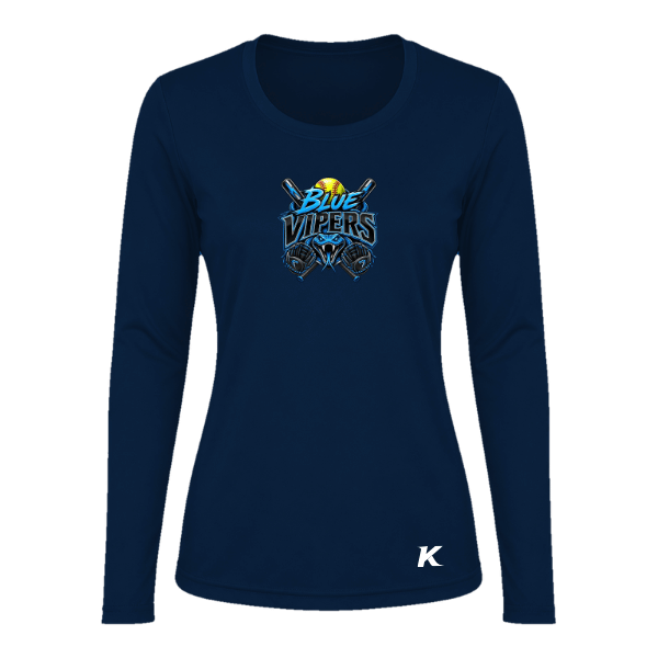 Softball Minors–McCoy Blue Vipers Vision Women's Performance Long-Sleeve Tee – Navy – front mockup