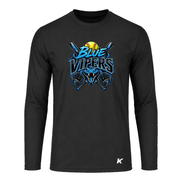 Softball Minors–McCoy Blue Vipers Youth Vision Performance Long-Sleeve Tee – Black – front mockup