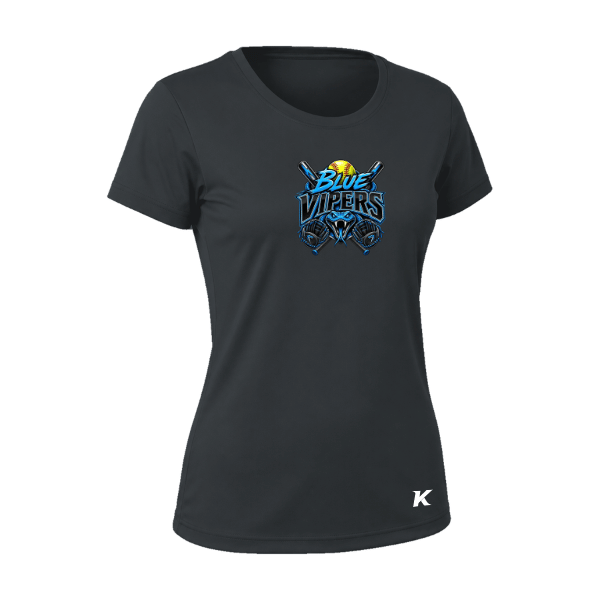 Softball Minors–McCoy Blue Vipers Vision Women's Performance Short-Sleeve Tee – Black – front mockup
