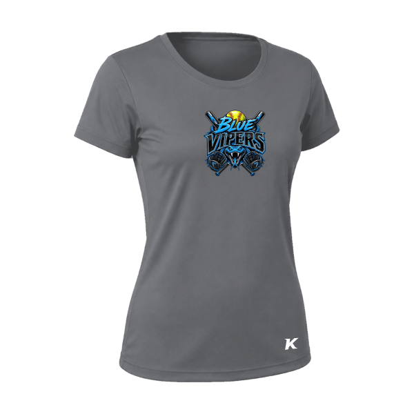 Softball Minors–McCoy Blue Vipers Vision Women's Performance Short-Sleeve Tee – Charcoal – front mockup