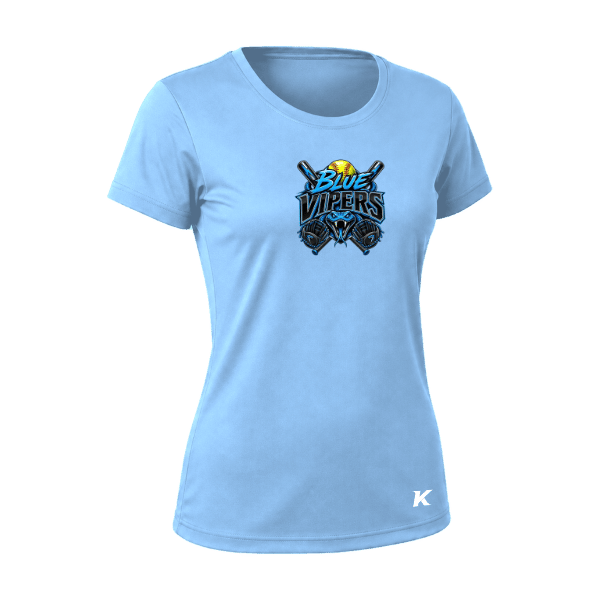 Softball Minors–McCoy Blue Vipers Vision Women's Performance Short-Sleeve Tee – Light Blue – front mockup