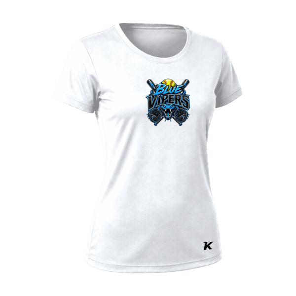 Softball Minors–McCoy Blue Vipers Vision Women's Performance Short-Sleeve Tee – White – front mockup