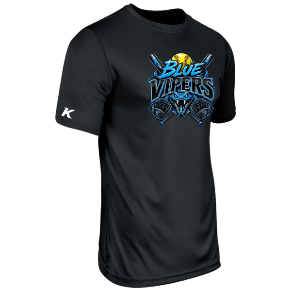 Softball Minors–McCoy Blue Vipers Youth Vision Performance Short-Sleeve Tee – Black – front mockup