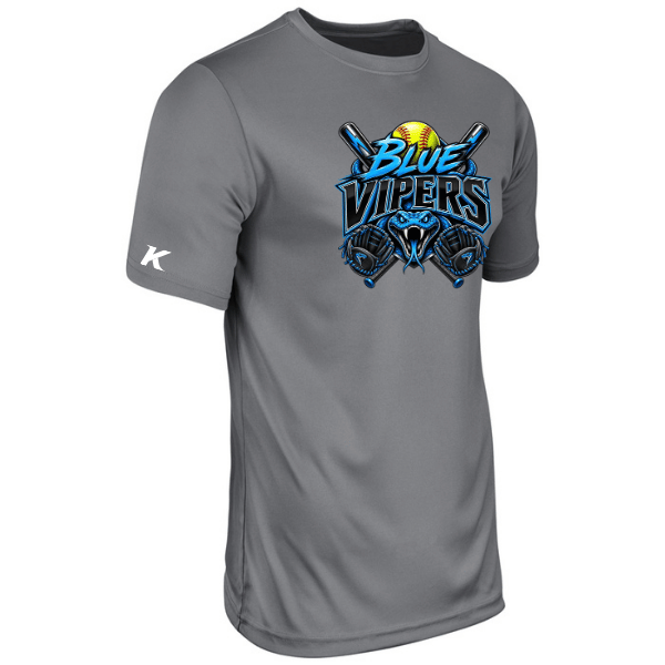 Softball Minors–McCoy Blue Vipers Youth Vision Performance Short-Sleeve Tee – Charcoal – front mockup