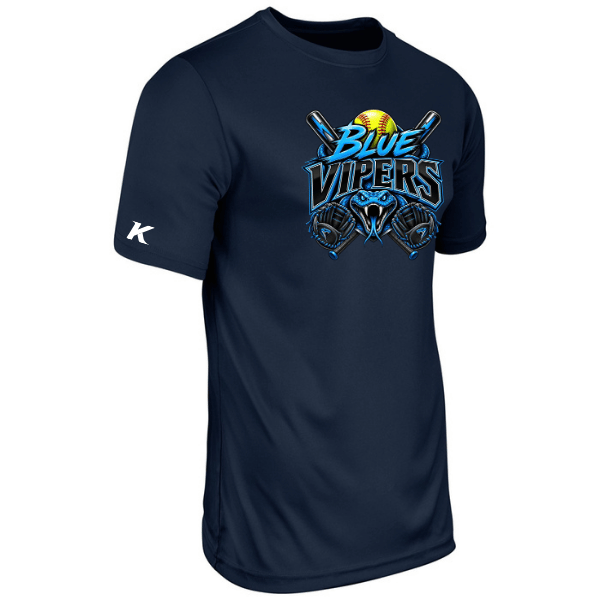 Softball Minors–McCoy Blue Vipers Youth Vision Performance Short-Sleeve Tee – Navy – front mockup