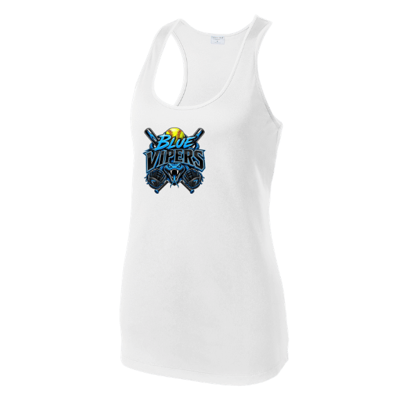 Softball Minors–McCoy Blue Vipers Women's PosiCharge Competitor Racerback Tank – White – front mockup