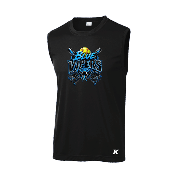 Softball Minors–McCoy Blue Vipers Sleeveless PosiCharge Competitor Tee – Black – front mockup