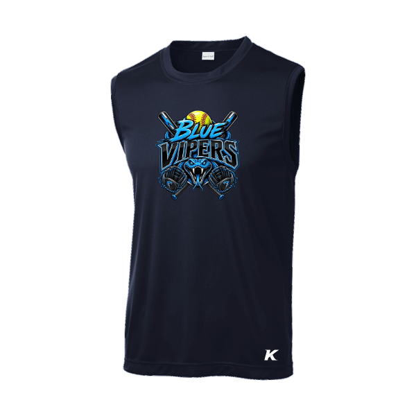 Softball Minors–McCoy Blue Vipers Sleeveless PosiCharge Competitor Tee – True Navy – front mockup