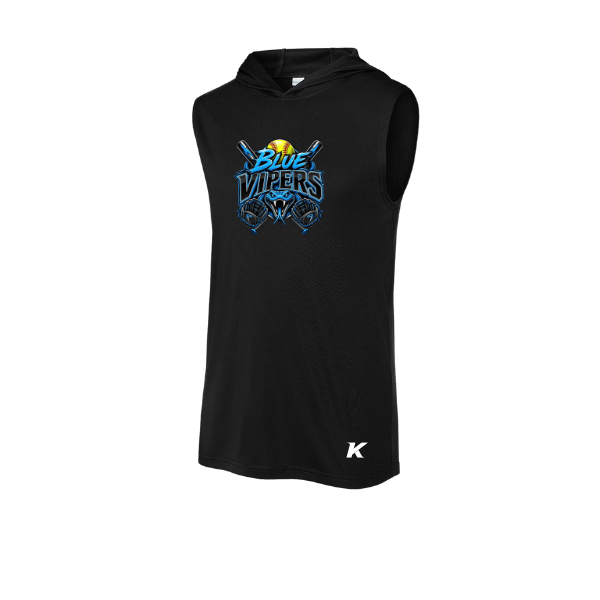 Softball Minors–McCoy Blue Vipers PosiCharge Competitor Sleeveless Hoodie – Black – front mockup