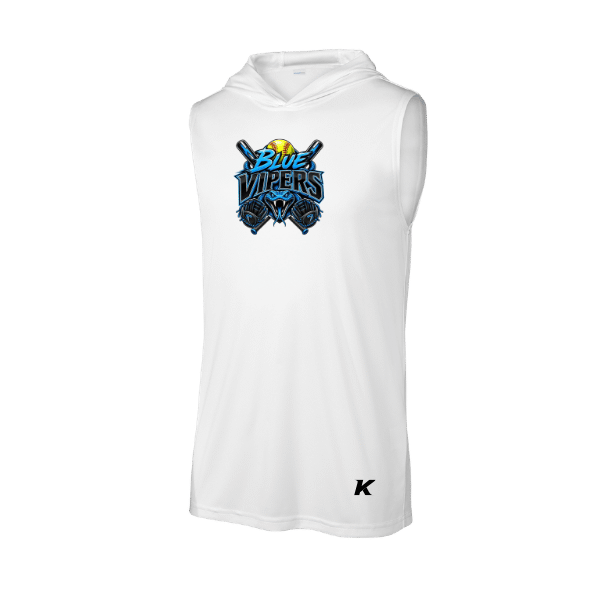 Softball Minors–McCoy Blue Vipers PosiCharge Competitor Sleeveless Hoodie – White – front mockup
